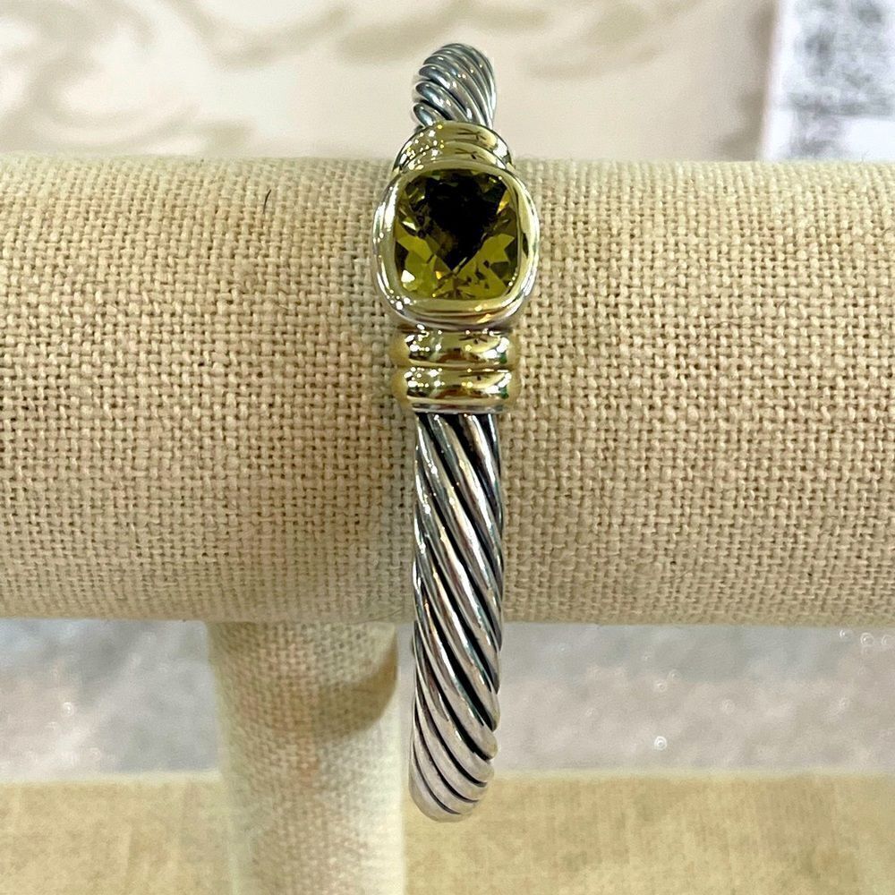 David Yurman Noblesse Blackened sterling silver, gold and prasiolite cuf…
